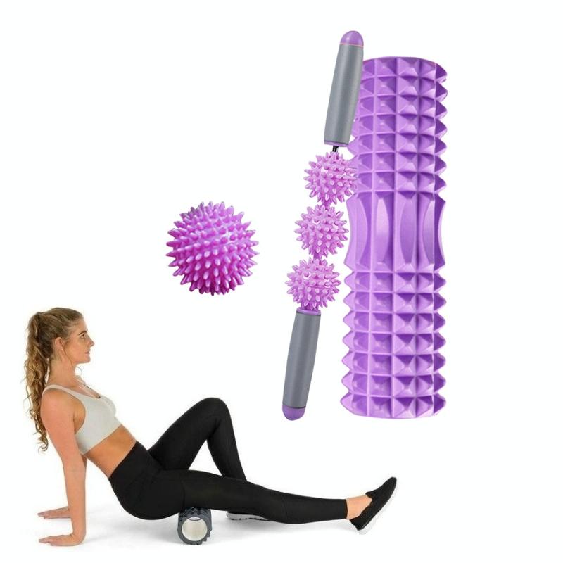 V562-3095826650DBT-202508280010-00 3-In-1 Eva Foam Roller Set For Muscle Relaxation And Yoga 33Cm Purple - Image 1