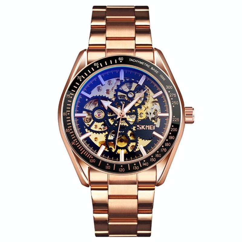 V562-4022335240DBT-202508271737-00 Rose Gold Automatic Skeleton Watch for Men with Steel Band - Image 1