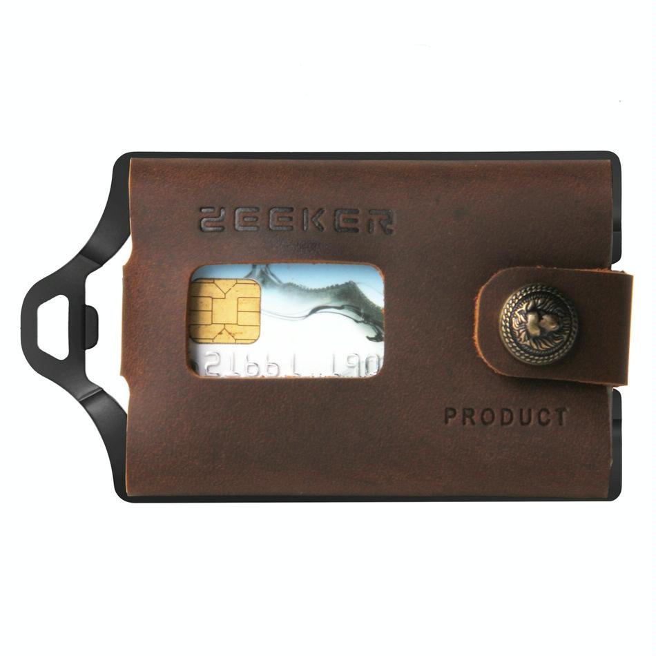 V562-4044547850DBT-202508280026-00 Stainless Steel Edc Wallet Coffee Leather Card Holder - Image 1