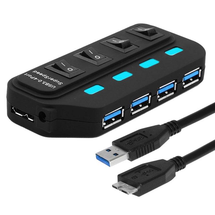 V562-6003-HU-S-202508280346-00 4-Port Usb 3.0 Hub With Individual Switches Black - Image 1