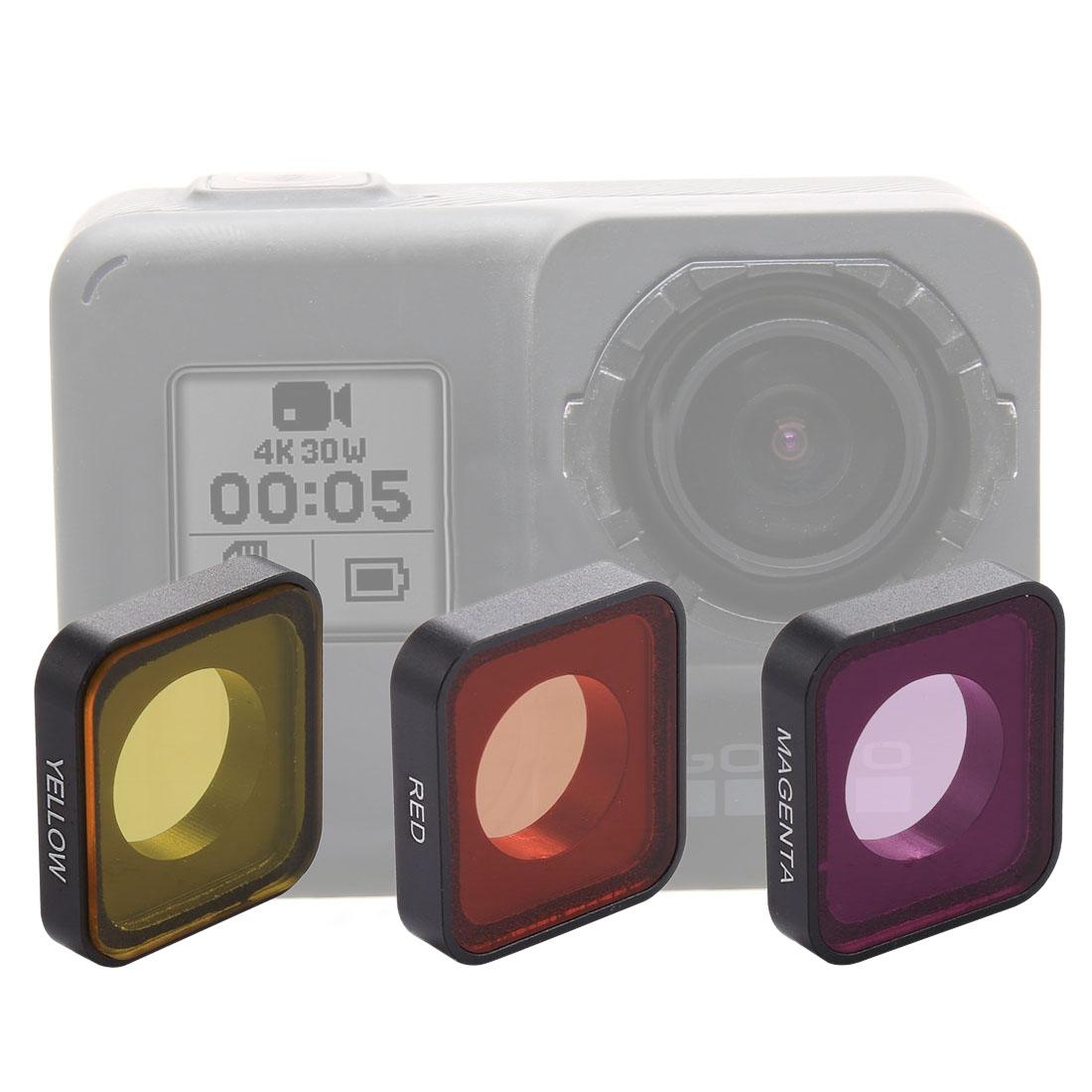 V562-6987ACD-202508272216-00 3-in-1 Snap-on Lens Filter for Gopro Hero6 / 5 - Red Yellow Purple - Image 1