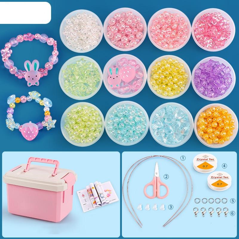 V562-9124852060DBT-202508280121-00 Diy Beaded Jewelry Set For Kids 12 Pink Rabbit Cups - Image 1