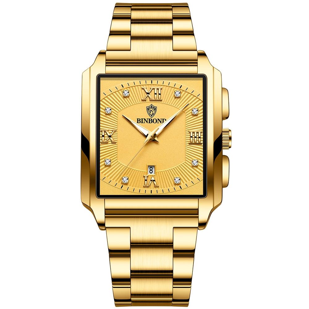 V562-A1013533060DBT-202508281040-00 Waterproof Men Quartz Watch - Rectangular Outdoor Design - Full Gold-Gold - Image 1