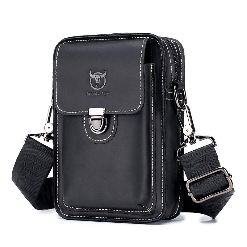 V562-A1019313850DBT-202508291153-00 Men First Layer Cowhide Waist Bag Multi Function - Black - Image 1