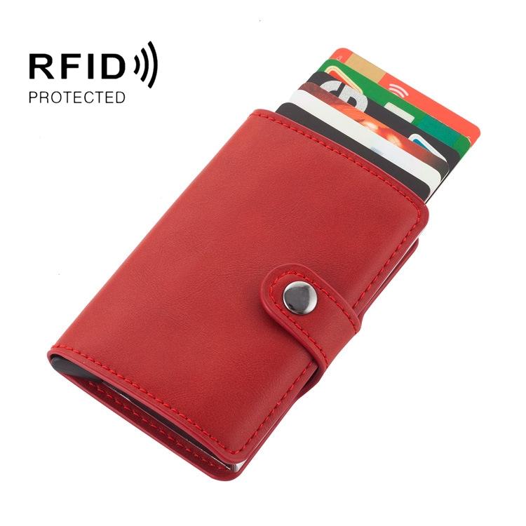 V562-A1026283060DBT-202508281811-00 Rfid-protected Leather Card Wallet - Pu Material - Red - Image 1