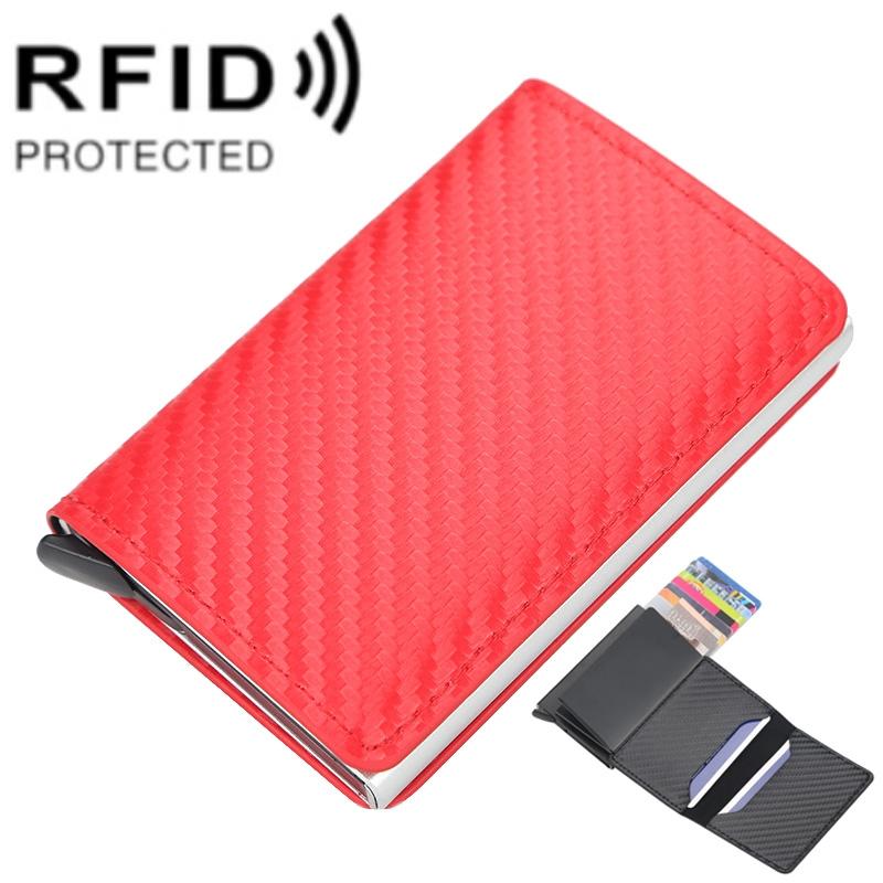 V562-A1051683060DBT-202508281121-00 Rfid-protected Plaid Leather Wallet with Automatic Card Ejector - Red - Image 1