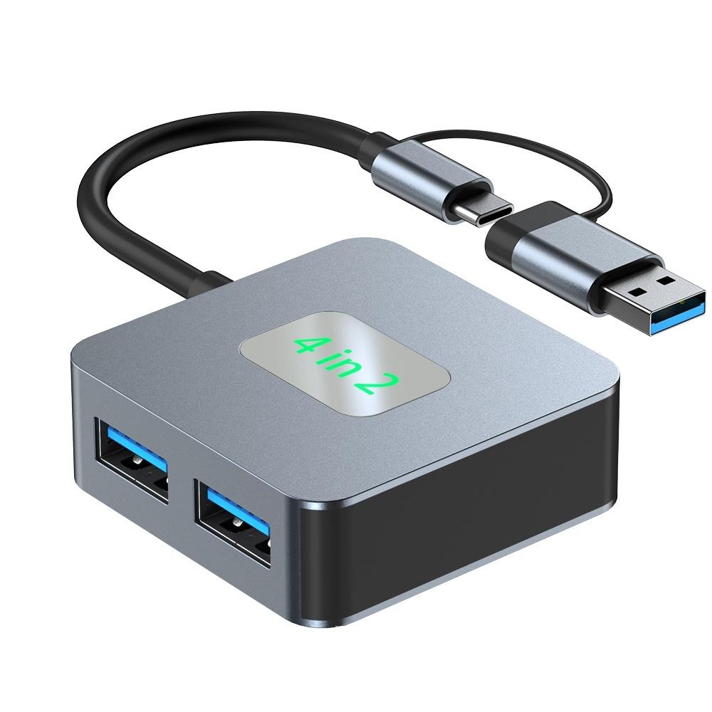 V562-A106477600ADE-202508280411-00 4-In-1 Usb-C To Usb 3.2 4-Port Hub Adapter Grey - Image 1