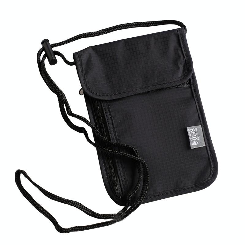 V562-A1069463060DBT-202508290130-00 Secure Hanging Neck Bag for Travel Documents - Rfid Blocking - Black - Image 1