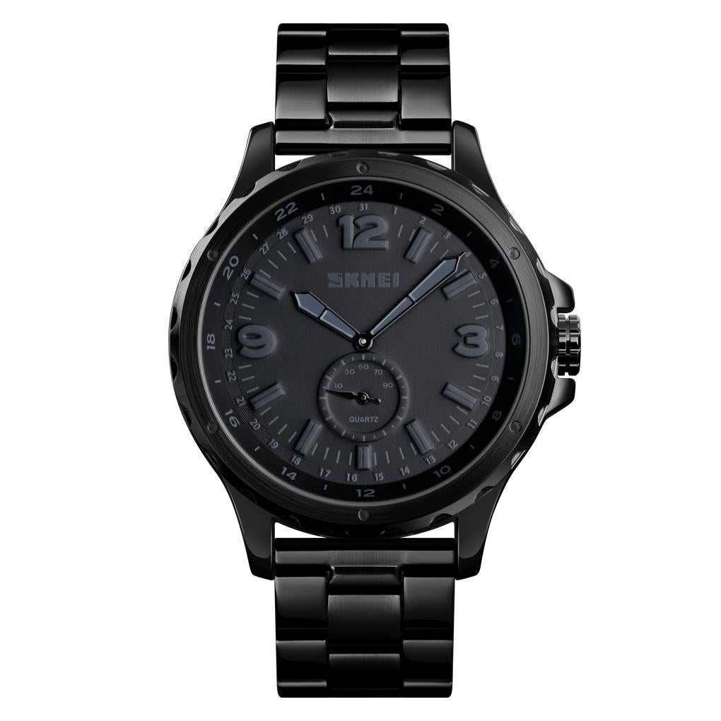 V562-A10736800AYS-202508271717-00 Stylish Waterproof Men Quartz Watch with Steel Band - Black - Image 1