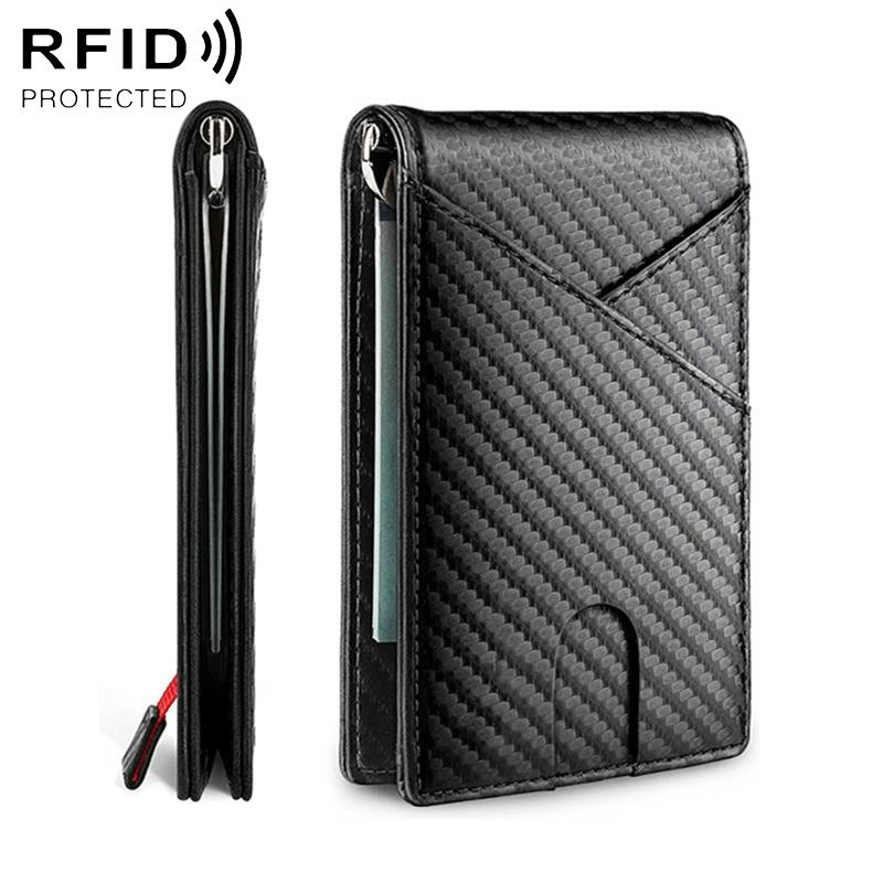 V562-A107527300ADE-202508282310-00 Carbon Fiber Business Wallet for Men - Rfid Protection - Black - Image 1