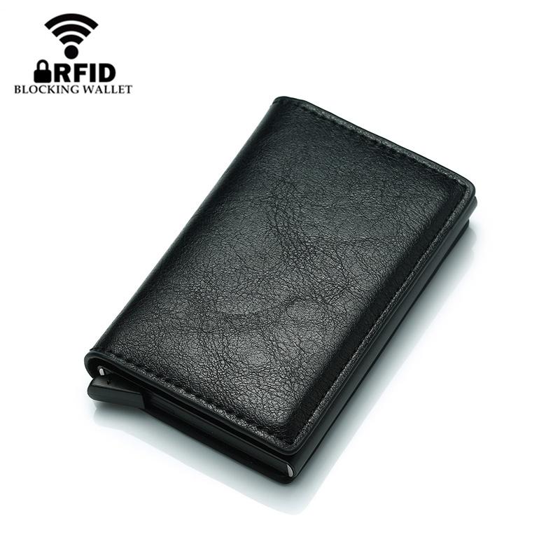 V562-A108359840DBT-202508290836-00 Anti Magnetic Rfid Leather Metal Wallet Universal Fit Black - Black - Image 1