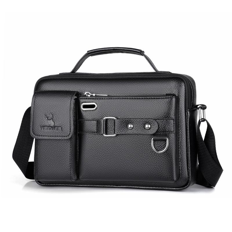 V562-A1089112060DBT-202508281925-00 Portable Leather Shoulder Bag - Handbag - Litchi Texture Black - Image 1
