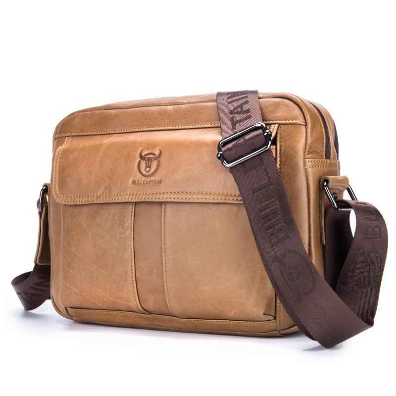 V562-A1097022060DBT-202508291031-00 Men Leather Shoulder Bag Double Layer - Yellow Brown - Image 1