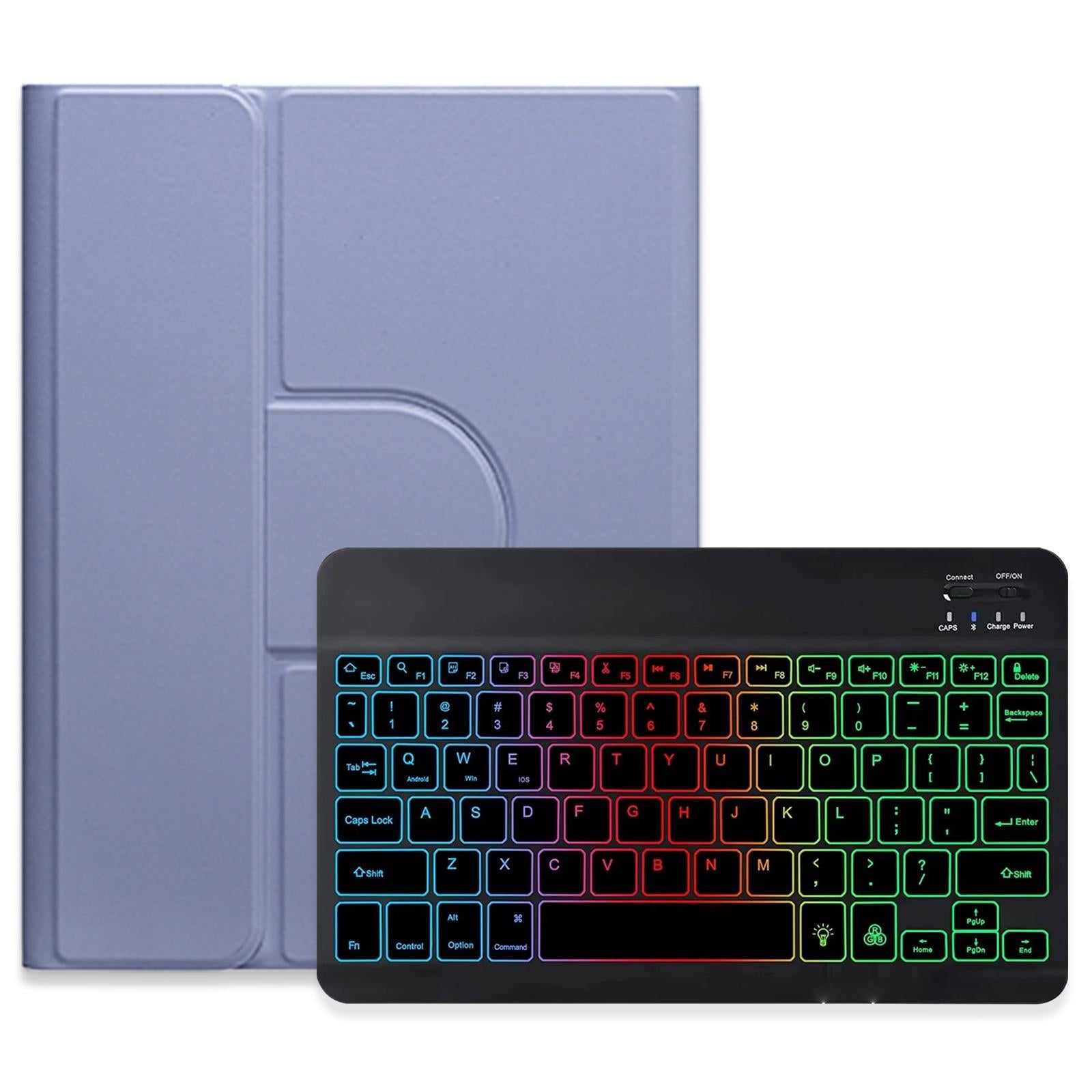 V562-A309040500ADE-202508290730-00 360 Degree Rotatable Bluetooth Keyboard Leather Case With Three-Colour Backlight - Mint Green - For Ipad 10.2 2021 / Air 2019 - Image 1