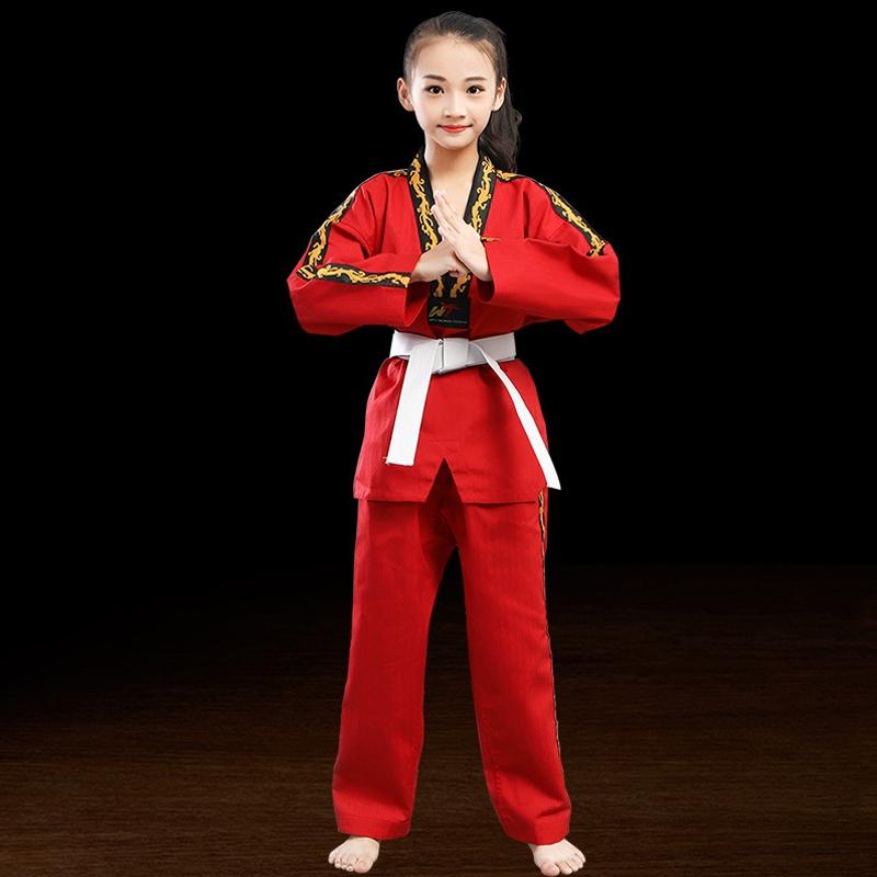 V562-A6082134060DBT-202508290515-00 130Cm Cotton Taekwondo Training Uniform For All Ages - Red - 180 - Image 1