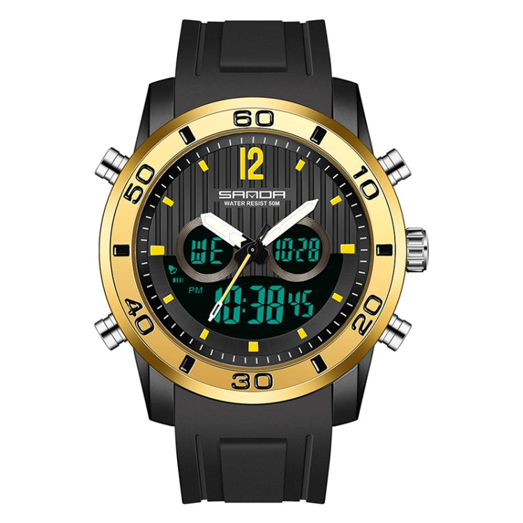 V562-B100800200ADE-202508280425-00 Men Outdoor Sports Shockproof Electronic Watch with Dual Digital Display and Luminous Feature - Black Gold - Image 1