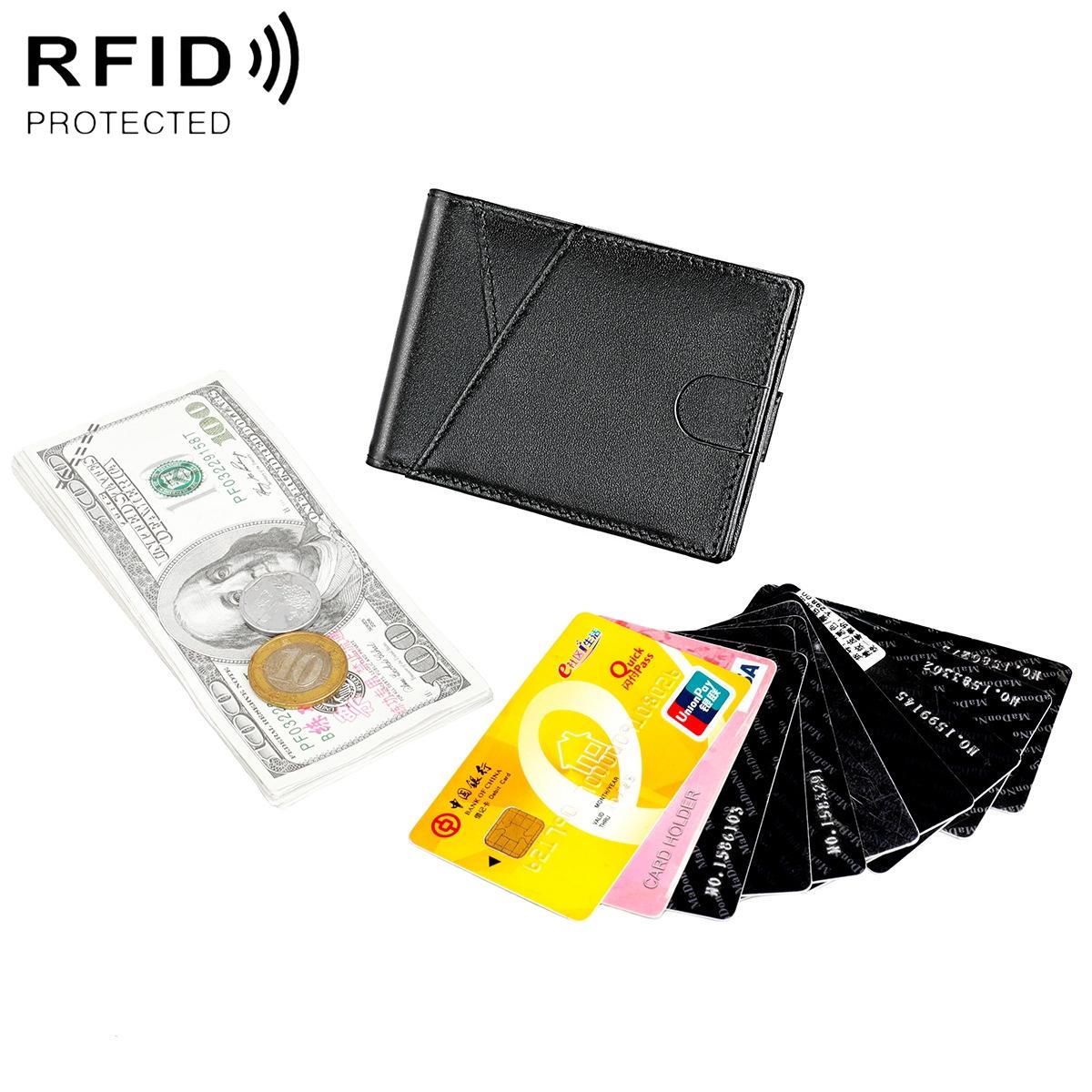 V562-B101098200ADE-202508282141-00 Leather Rfid Wallet with Front Pocket - Black - Black - Image 1