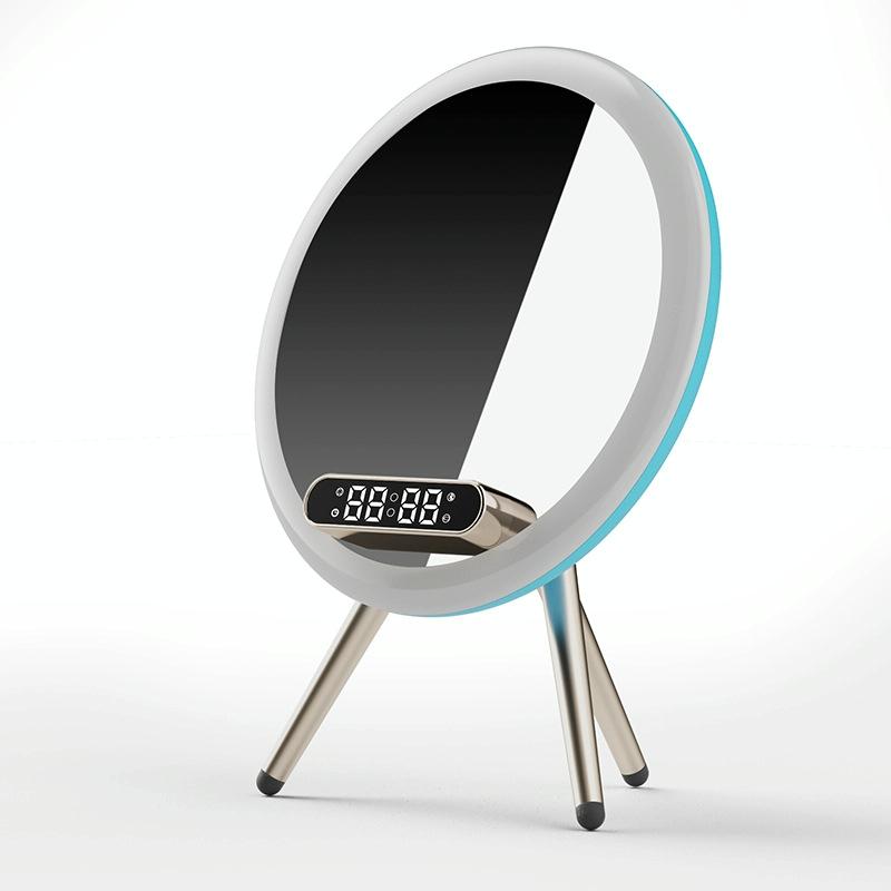 V562-B1015913060DBT-202508280353-00 Q6 Smart Clock Display Bluetooth Speaker Fill Light Makeup Mirror With Wireless Charger Blue - Image 1