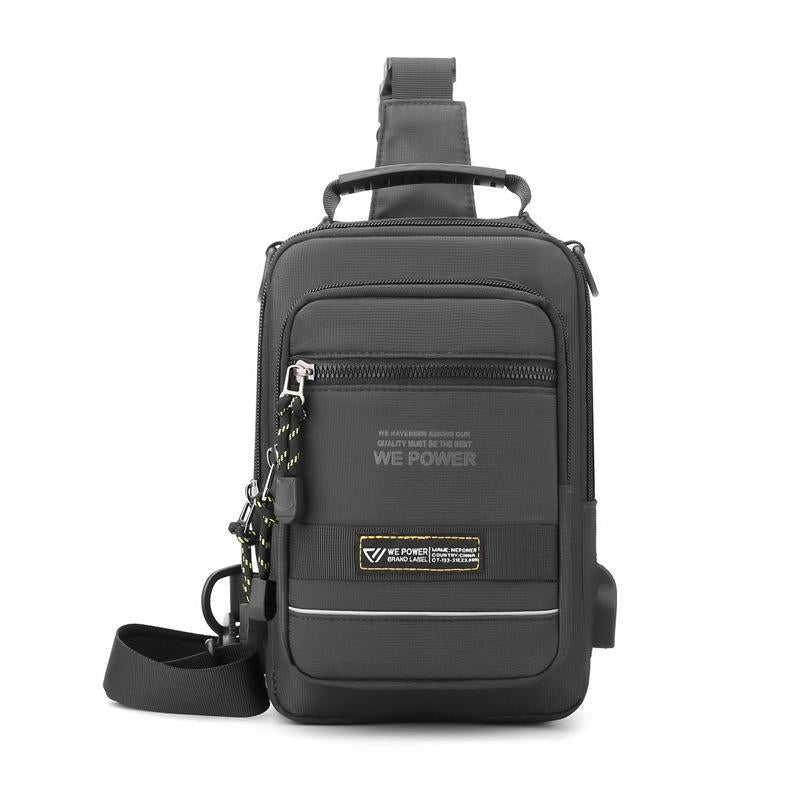 V562-B1029583060DBT-202508290910-00 USB Chest Outdoor Shoulder Messenger Bag For Men With Charging Port - Grey - Image 1