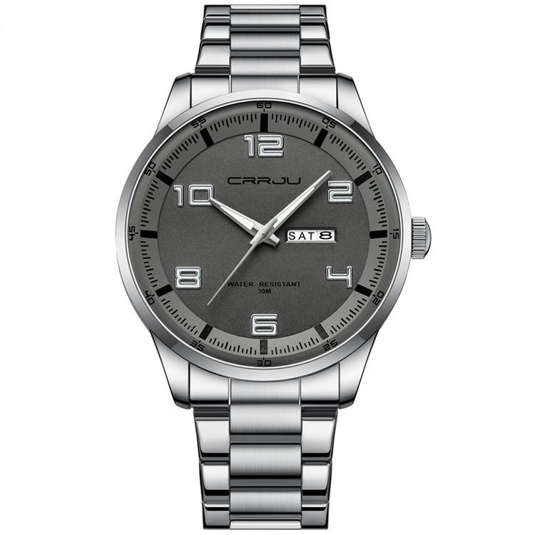 V562-B1031344060DBT-202508281406-00 Waterproof Men Business Watch with Calendar and Steel Strap - Silver - Image 1