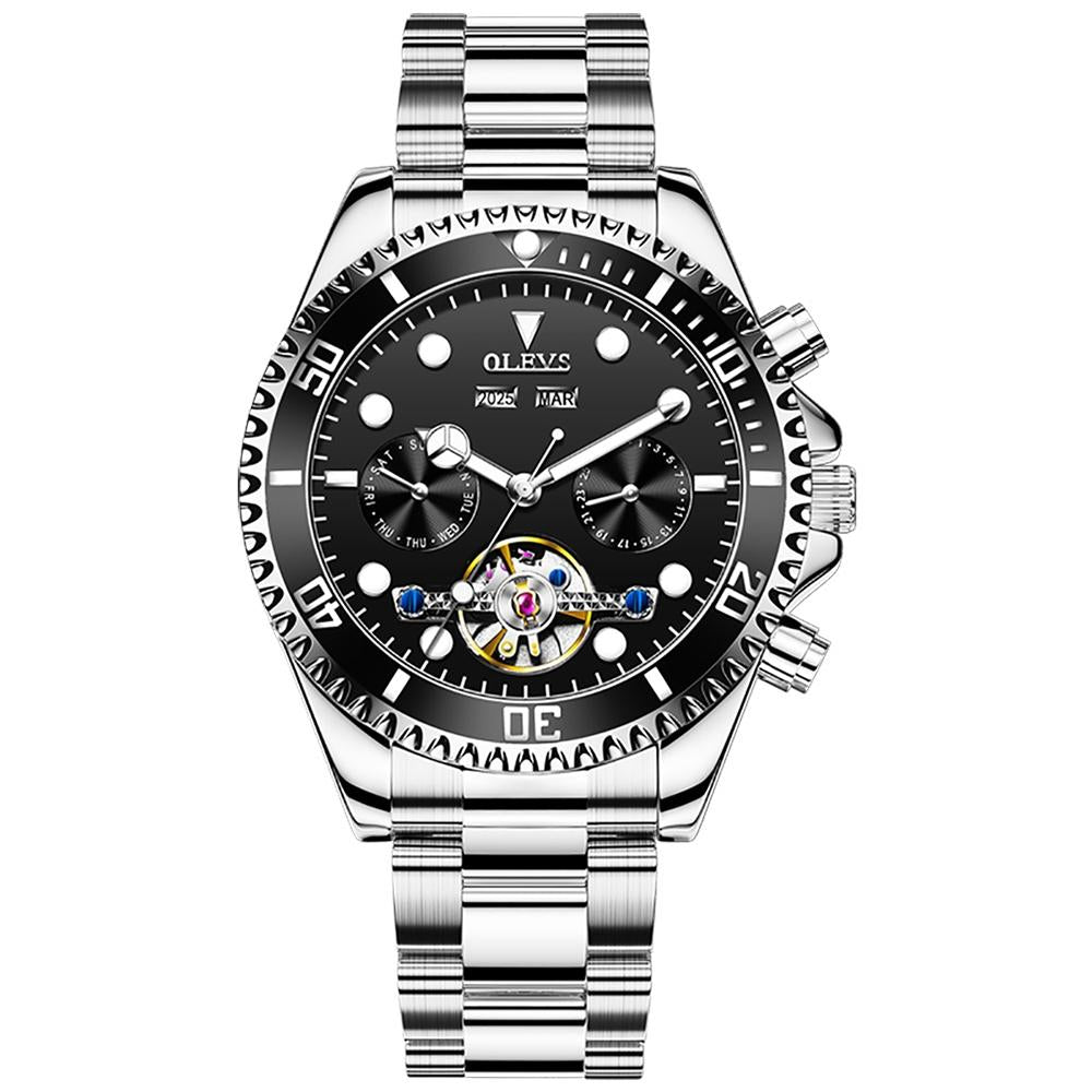 V562-B108237400ADE-202508280945-00 Waterproof Mechanical Watch for Men - Multifunctional - Black - Image 1