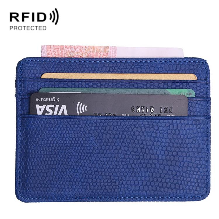 V562-B1094880950DBT-202508280510-00 Pu Rfid Card Holder with Lizard Pattern - Blue - Image 1