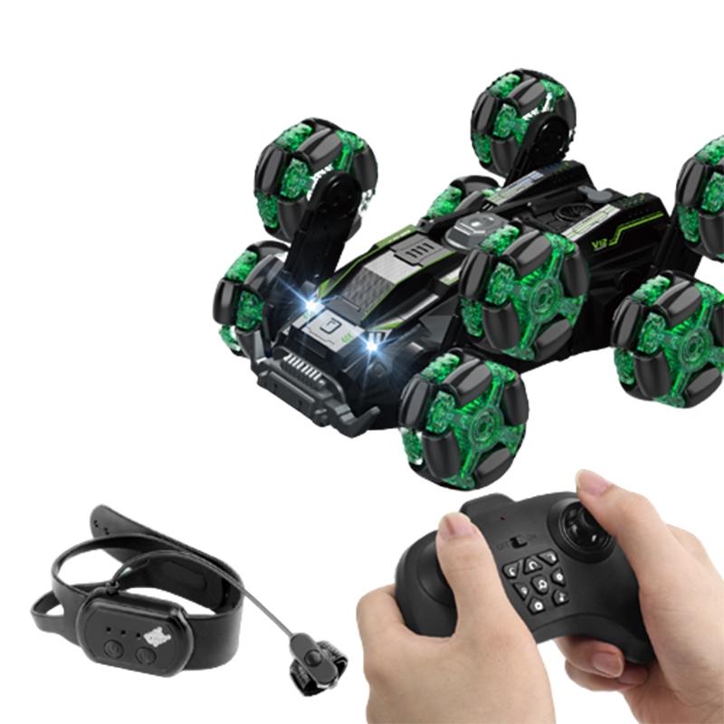 V562-B202698300ADE-202508282016-00 Stunt Drift Remote Control Car - Dual Control Eight Wheels - Green - Image 1
