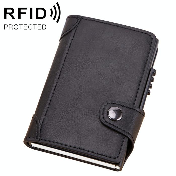 V562-B2260BCC-202508282146-00 Rfid-blocking Leather Wallet with Card Slots - Black - Image 1