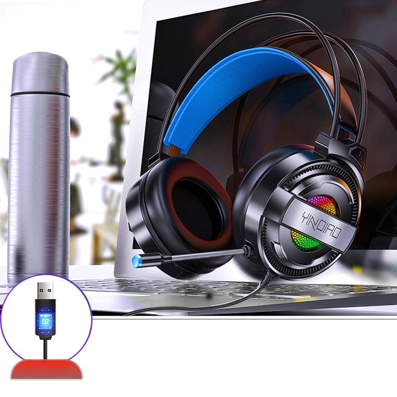 V562-B2593CP-202508280342-00 Usb Wired Gaming Headset With Mic & Rgb Light 1.67M Cable Black - Image 1