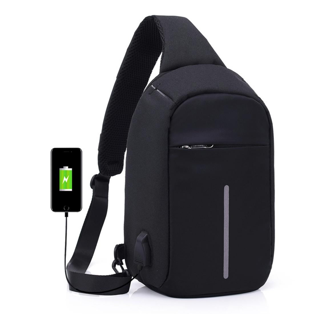 V562-B7907CH-202508290626-00 Portable Anti Theft Chest Bag With Usb Charging For Outdoor Sports Men / Women - Black - Image 1