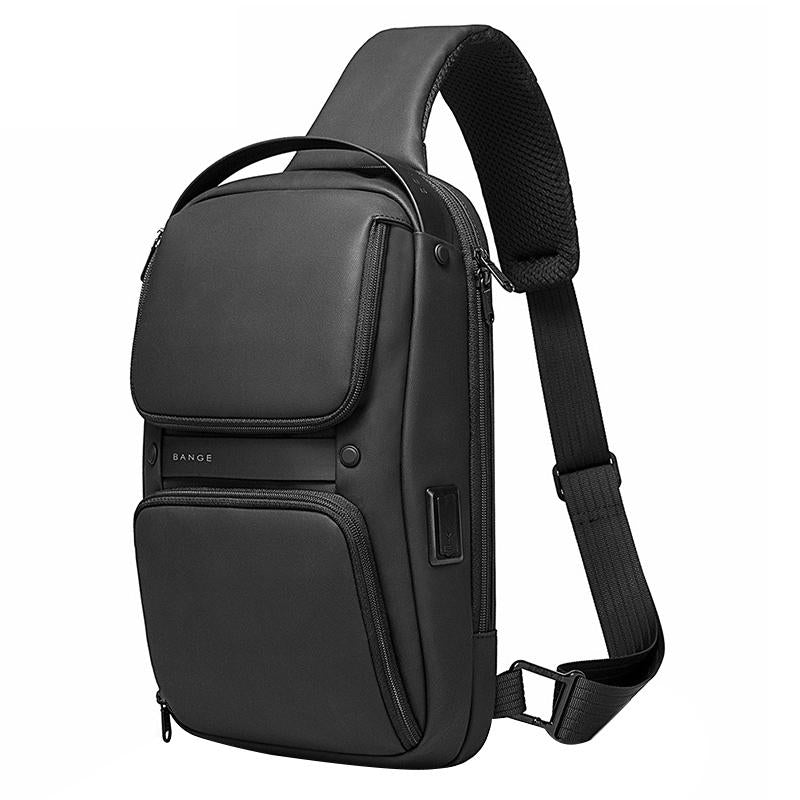 V562-B8672GO-202508271635-00 Waterproof Oxford Cloth Crossbody Chest Bag With Usb Port 35 X 21 X 12Cm Black - Image 1
