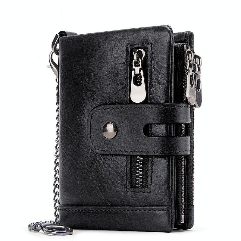 V562-C1008202750DBT-202508281645-00 Men Rfid Leather Tri-fold Wallet - Secure & Stylish - Black - Image 1
