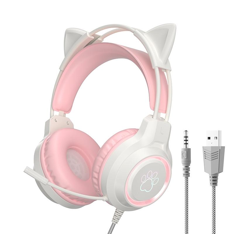 V562-C101888500ADE-202508292125-00 Rgb Cat Ear Gaming Headset - Pink - Image 1