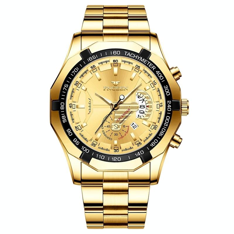 V562-C1034801650DBT-202508290040-00 Waterproof Men Calendar Watch - Full Gold Gold Surface - Image 1