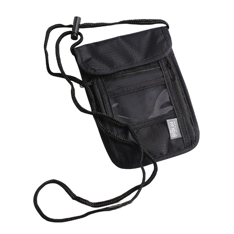 V562-C1069463060DBT-202508290131-00 Secure Hanging Neck Bag for Travel Documents - Rfid Blocking - Upgrade Black - Image 1
