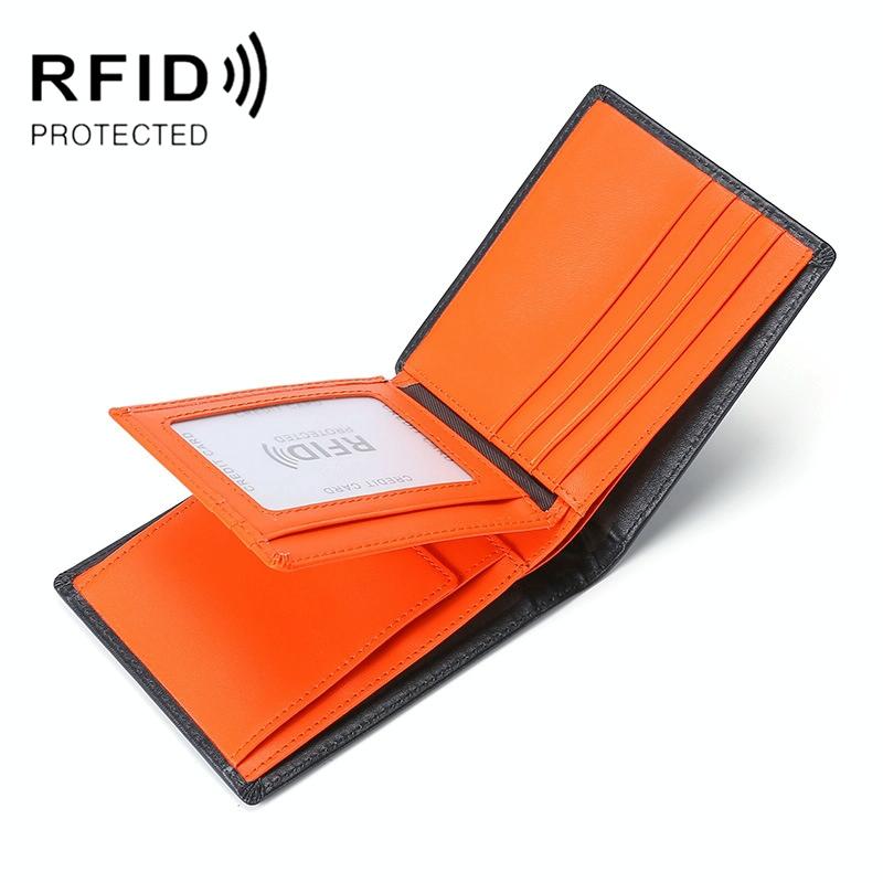 V562-C1074832060DBT-202508281335-00 Leather Rfid Blocking Tri-fold Wallet - Orange - Image 1