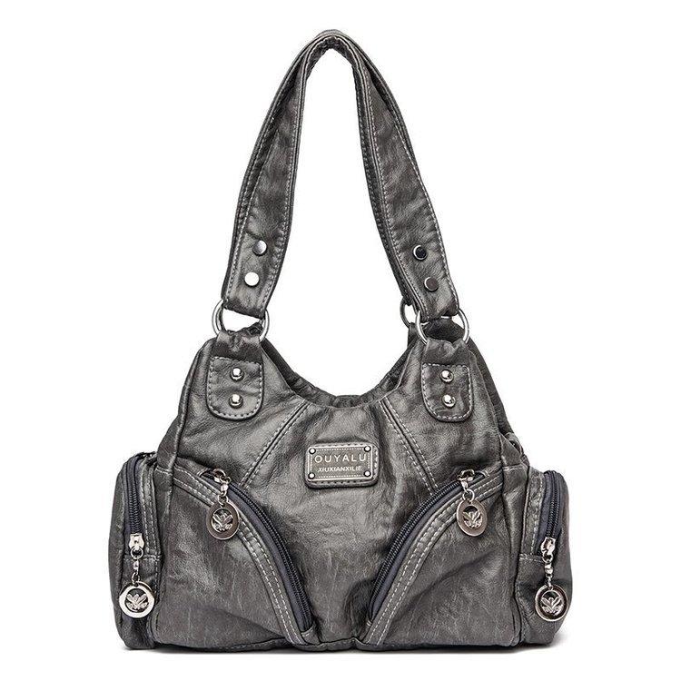 V562-C1089453060DBT-202508280220-00 Grey Soft Leather Motorcycle Bag For Women - Image 1