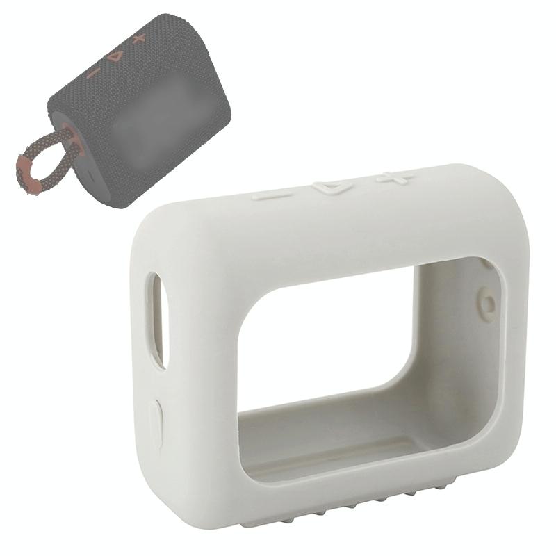 V562-C1097413850DBT-202508280421-00 Portable Silicone Cover for Jbl Go3 Speaker with Carabiner - Silver Gray - Image 1