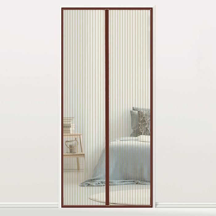 V562-C5172CH-202508290145-00 210x100cm Magnetic Mosquito-proof Screen Door Curtain - Magic Mesh - Coffee - Image 1