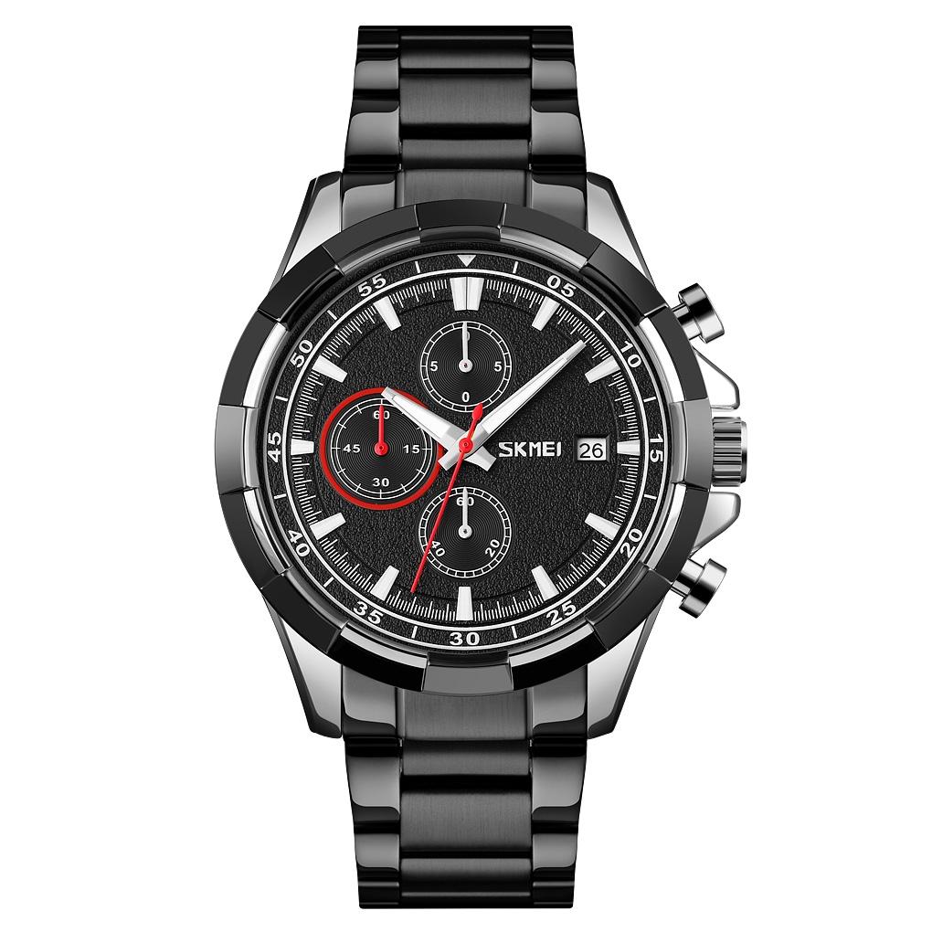 V562-D100139100ADE-202508282053-00 Men Stainless Steel Quartz Watch with Luminous Calendar and Timing - Silver Black - Image 1