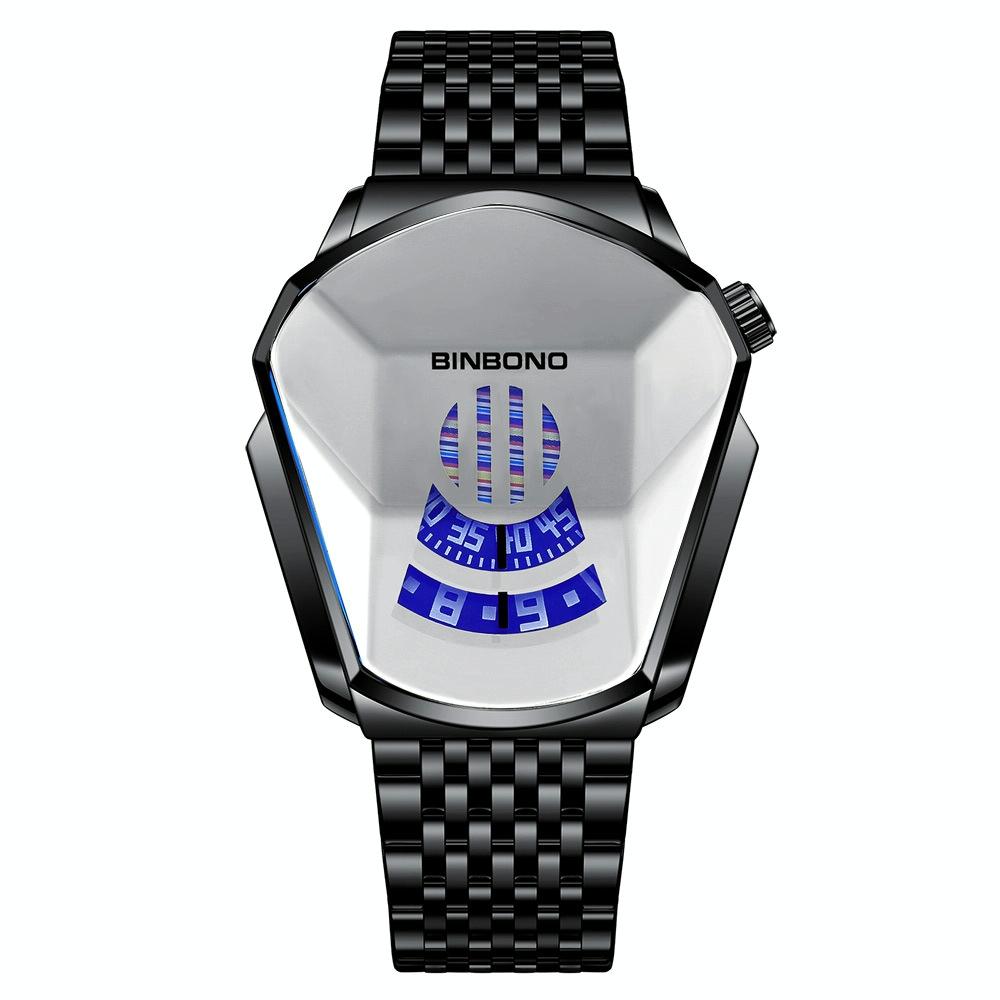V562-D1005033060DBT-202508282145-00 Black Steel Belt Men Watch with Live Technology - Black Steel White Face - Image 1