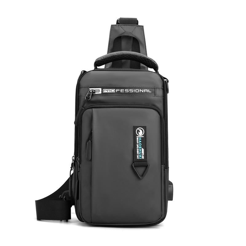 V562-D1023913060DBT-202508290136-00 Men Usb Chest Bag Casual Shoulder Bag With Charging Port - Grey - Image 1