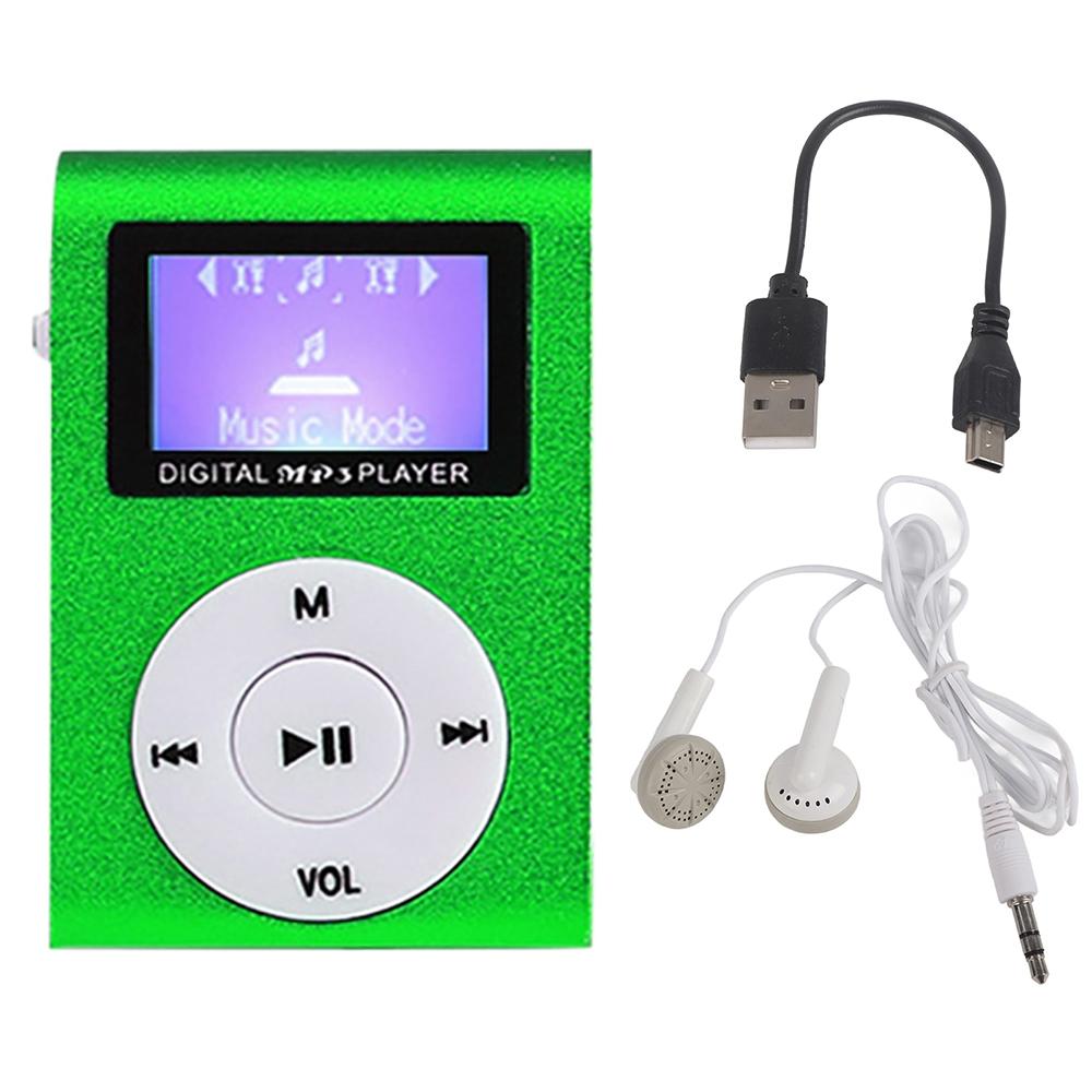 V562-D1057683060DBT-202508291155-00 Metal Mini Mp3 Player With Screen Earphone+Cable - Green - Image 1