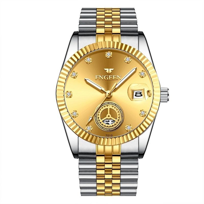 V562-D1061572650DBT-202508281737-00 Men Luminous Quartz Watch with Calendar for Middle-aged and Elderly - Between Gold Golden Surface - Image 1