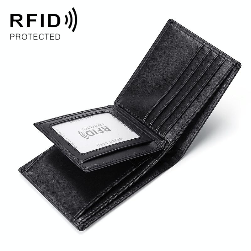 V562-D1074832060DBT-202508281335-00 Leather Rfid Blocking Tri-fold Wallet - Black - Image 1
