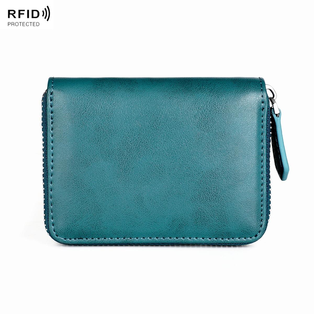 V562-D109466100ADE-202508281705-00 Rfid-protected Leather Coin Purse - Secure & Stylish - Blue - Image 1