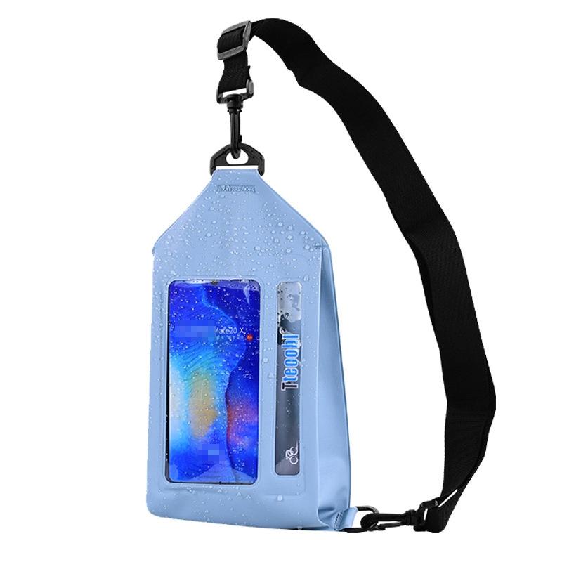 V562-D2077862060DBT-202508282210-00 Waterproof Crossbody Phone Bag Tteoobl Touch Screen Chest Bag Paste Model - Grey Blue - Image 1