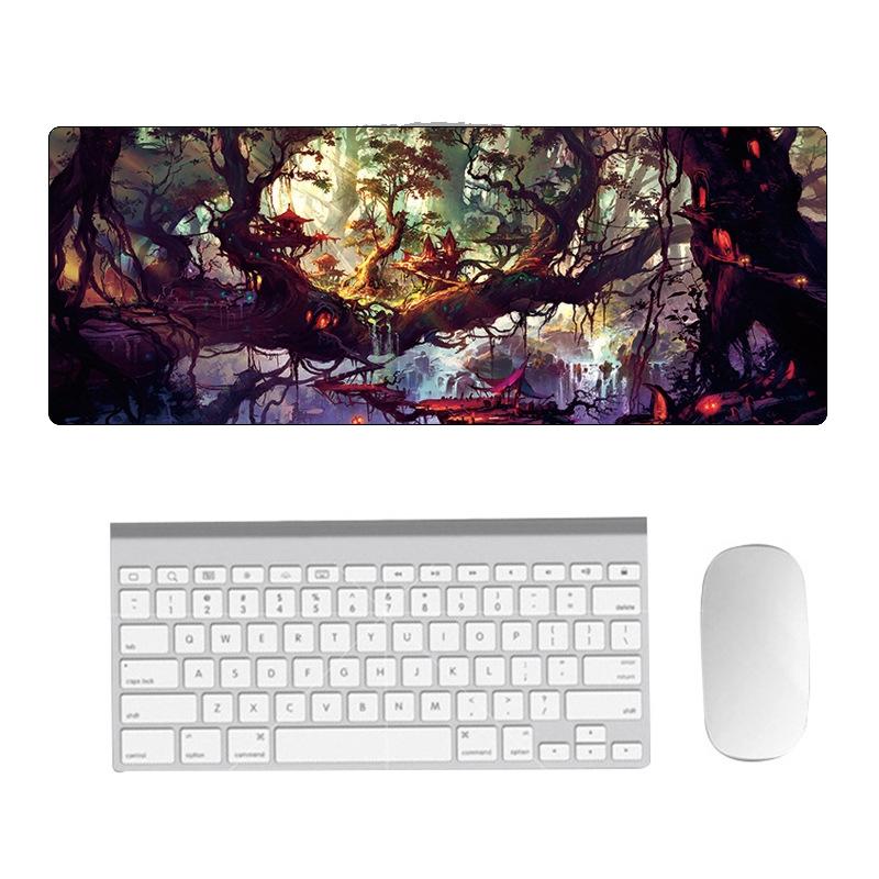 V562-D4078081060DBT-202508291425-00 Fantasy Pattern Mouse Pad 300 X 800 X 4Mm Hand Painted - 4 Tree Scenery - Image 1