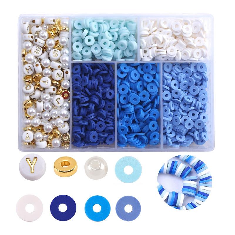 V562-E1003652060DBT-202508290726-00 6 Piece Soft Pottery Beading Set For Diy Bracelets & Necklaces - Blue - Image 1