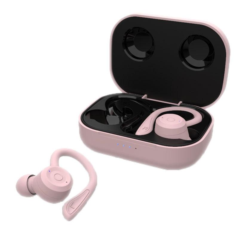 V562-E101045100AYS-202508281810-00 Waterproof T20 Tws Bluetooth Earphones with Charging Box and Noise-cancelling Hooks - Pink - Image 1